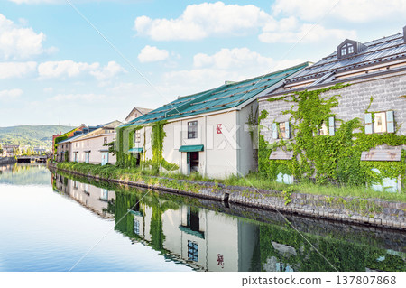 Otaru City, Hokkaido: A popular tourist destination in Hokkaido - Scenery of the Otaru Canal in early summer. Otaru City, Hokkaido: A popular tourist destination in Hokkaido - Scenery of the Otaru Canal in early summer. 137807868