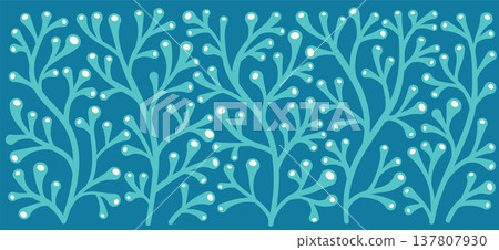 Seamless coral reef and seaweed pattern, underwater sea life with algae, hand-drawn coastal summer background Seamless coral reef and seaweed pattern, underwater sea life with algae, hand-drawn coastal summer background 137807930