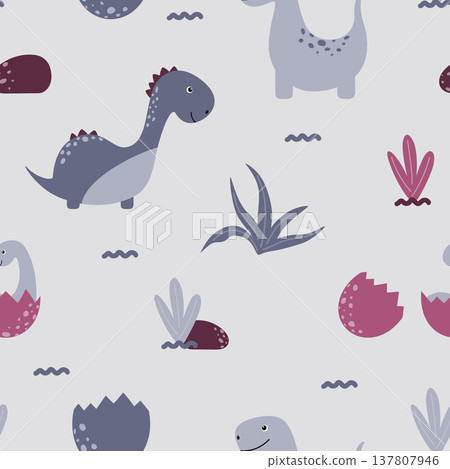 pattern with cute dinosaurs pattern with cute dinosaurs 137807946