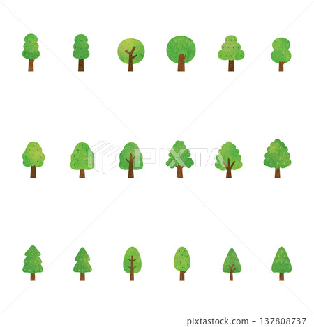 材料－各種樹木的插圖 137808737