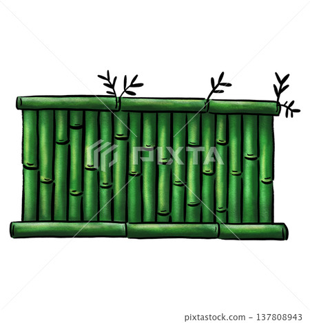 Crayon bamboo fence isolated cartoon illustration 137808943