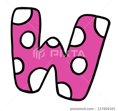Hand writing polka dot W alphabet letter for a to z, font, typography, text, message, initials, card, sticker, tattoo, education book, name design, print, brooch, pin, patch, icon, kid drawing style Hand writing polka dot W alphabet letter for a to z, font, typography, text, message, initials, card, sticker, tattoo, education book, name design, print, brooch, pin, patch, icon, kid drawing style 137809165