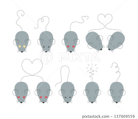 Doodle mice collection. Cute mouse. Vector illustration. 137809559