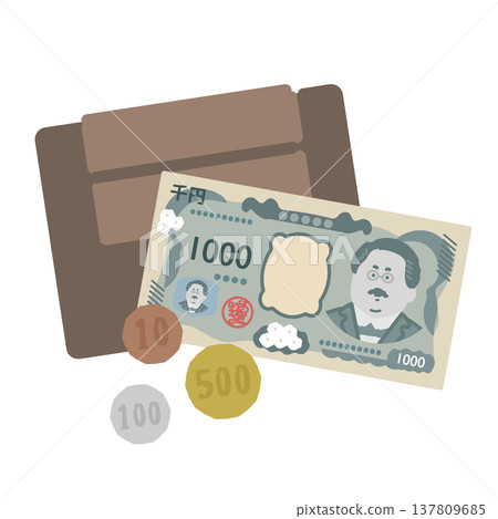 錢包和錢（插圖） 137809685