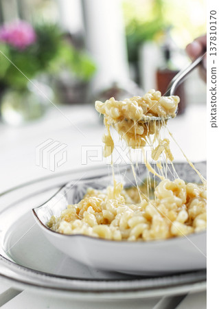 mac and cheese classic australian food on white table in australia restaurant 137810170