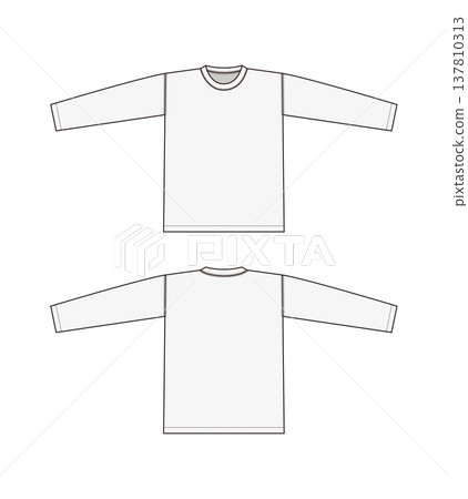 Long-sleeved T-shirt design template illustration / White Long-sleeved T-shirt design template illustration / White 137810313