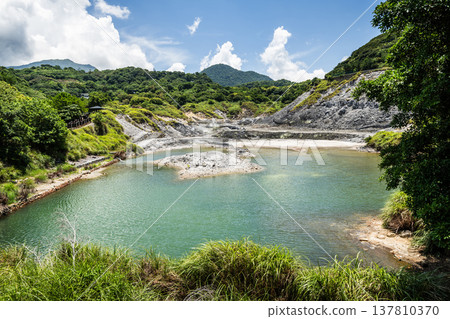 Beautiful view of Sulfur Valley Geothermal Scenic Area in Beitou of Taipei, Taiwan. Located within Yangmingshan National Park. 137810370