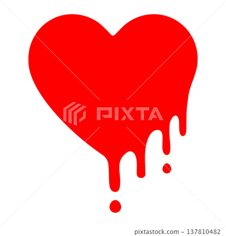 A striking graphic illustration of a melting red heart. A striking graphic illustration of a melting red heart. 137810482