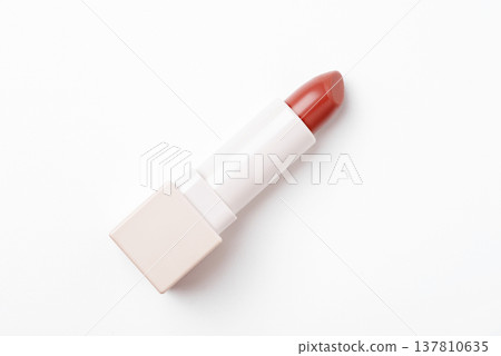 Red lipstick isolated on white background. Makeup product Red lipstick isolated on white background. Makeup product 137810635