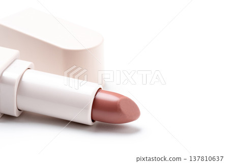 Red lipstick isolated on white background. Makeup product Red lipstick isolated on white background. Makeup product 137810637