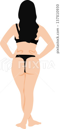 An illustration of a woman in a swimsuit from behind. 137810930