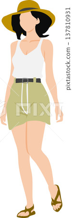 Illustration of a woman wearing summer clothes 137810931