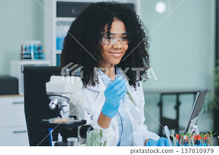 Chemical Laboratory of the Food supply . Food in laboratory, dna modify .GMO Genetically modified food in lab . Chemical Laboratory of the Food supply . Food in laboratory, dna modify .GMO Genetically modified food in lab . 137810979