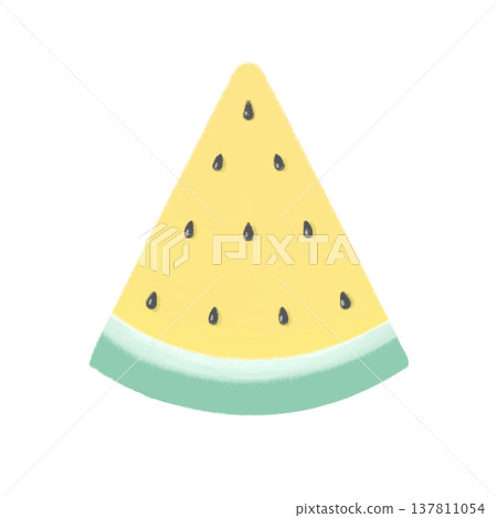 Simple illustration of a yellow watermelon in a crayon style. Simple illustration of a yellow watermelon in a crayon style. 137811054