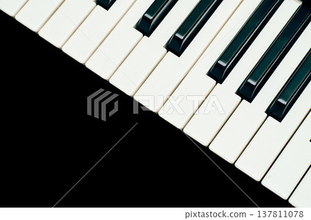 Entertainment card.White and black musical keys of piano or synthesizer Entertainment card.White and black musical keys of piano or synthesizer 137811078