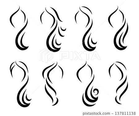 Hair salon set hairstyle silhouettes, modern haircut icons, woman style hair 137811138