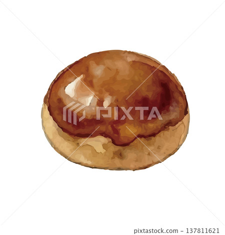 水彩風格的日式點心(栗子包)插圖。 水彩風格的日式點心(栗子包)插圖。 137811621