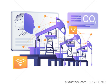 Remote Oil Rig Monitoring abstract concept vector illustration. Remote Oil Rig Monitoring abstract concept vector illustration. 137811916