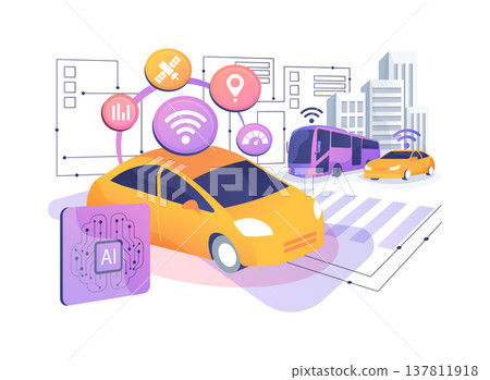 Autonomous Vehicle Sensor Fusion abstract concept vector illustration. 137811918