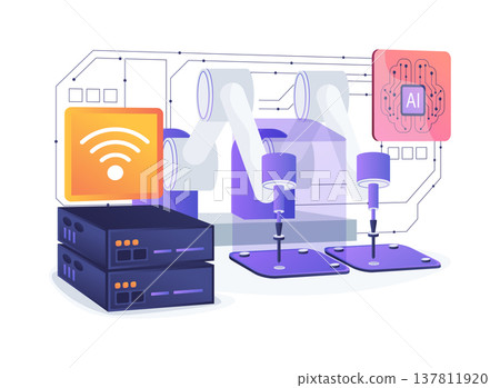 Factory Floor Latency Reduction abstract concept vector illustration. 137811920