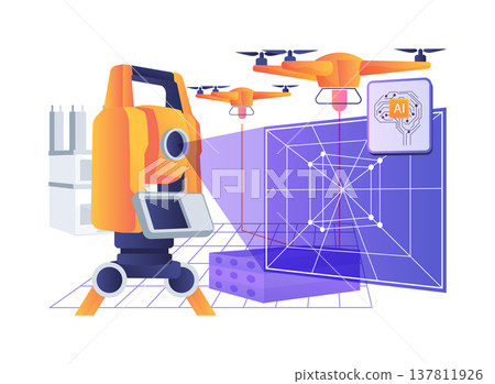 Robotic Surveying Total Station abstract concept vector illustration. 137811926