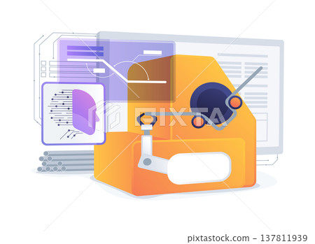 Rebar Bending Robot abstract concept vector illustration. 137811939