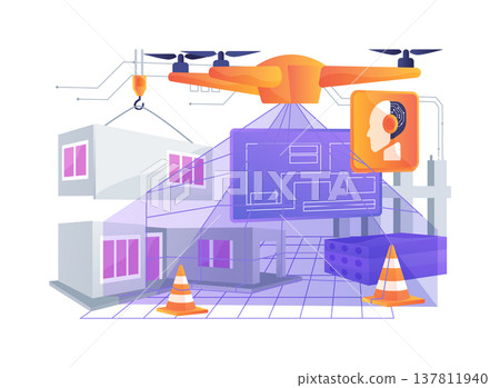 Drone Site Surveyor abstract concept vector illustration. Drone Site Surveyor abstract concept vector illustration. 137811940