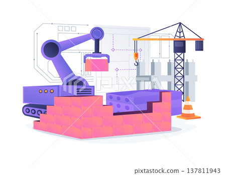 Autonomous Bricklaying Robot abstract concept vector illustration. Autonomous Bricklaying Robot abstract concept vector illustration. 137811943