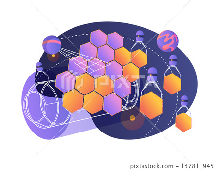 Exoplanet Probe Assembly Robot abstract concept vector illustration. 137811945