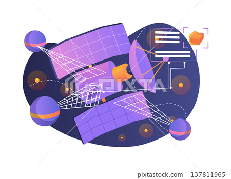 Autonomous Satellite Inspector abstract concept vector illustration. 137811965