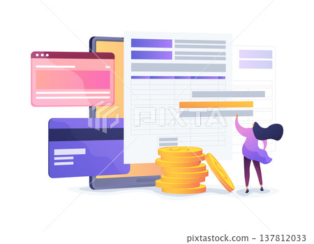 Expense Report Template abstract concept vector illustration. 137812033