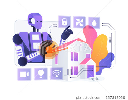 AI-Intelligent Context-Aware Home Automation abstract concept vector illustration. AI-Intelligent Context-Aware Home Automation abstract concept vector illustration. 137812038