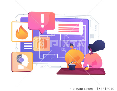 AI-Automated Proactive Fire Hazard Detection abstract concept vector illustration. 137812040