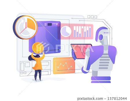 AI-Guided AI-Guided Appliance Scheduling abstract concept vector illustration. AI-Guided AI-Guided Appliance Scheduling abstract concept vector illustration. 137812044