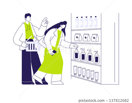 Buying essentials isolated cartoon vector illustrations. 137812082