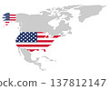 Map of North America. US map in national flag colors on a white background. Vector illustration. 137812147