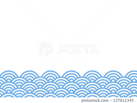 Light blue background with a wave-like pattern (Seigaiha). Light blue background with a wave-like pattern (Seigaiha). 137812345