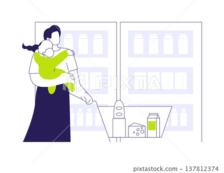 Shopping with a baby isolated cartoon vector illustrations. 137812374