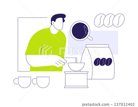 Grinding coffee beans isolated cartoon vector illustrations. 137812402