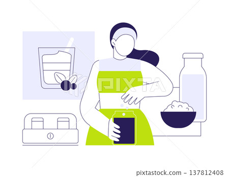 Homemade yogurt isolated cartoon vector illustrations. Homemade yogurt isolated cartoon vector illustrations. 137812408