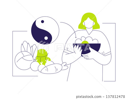 Macrobiotic diet isolated cartoon vector illustrations. Macrobiotic diet isolated cartoon vector illustrations. 137812478
