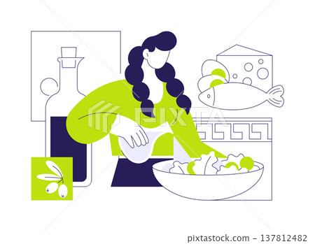 Mediterranean diet isolated cartoon vector illustrations. 137812482