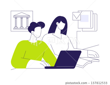 Study together isolated cartoon vector illustrations. Study together isolated cartoon vector illustrations. 137812533
