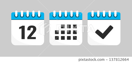Set icons page calendar - day 12, agenda, done 137812664