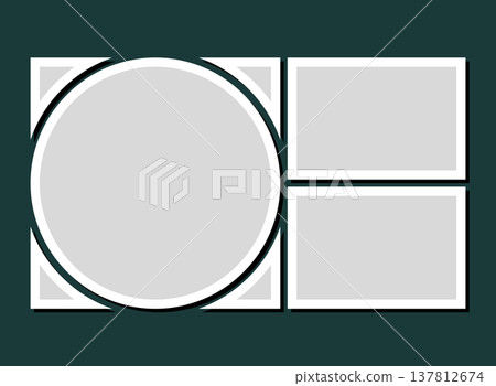 Template collage of three frames, images, photo Template collage of three frames, images, photo 137812674