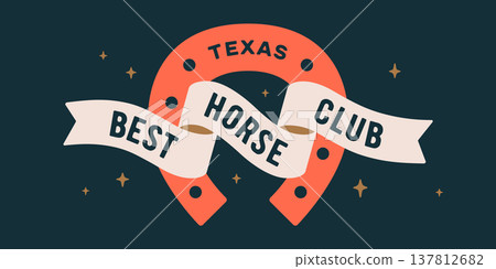 Horseshoe sign. Horseshoe ribbon symbol 137812682
