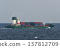 Container ships sailing across rough seas 137812709