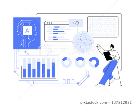 AI-Predictive AI-Enabled Quantum Compiler Optimization abstract concept vector illustration. 137812981