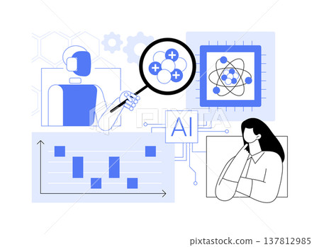 AI-Optimized AI-Guided Quantum Algorithm Discovery abstract concept vector illustration. AI-Optimized AI-Guided Quantum Algorithm Discovery abstract concept vector illustration. 137812985