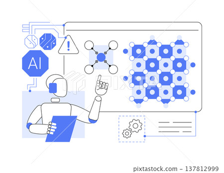 AI-Enhanced Qubit Error Correction Optimization abstract concept vector illustration. AI-Enhanced Qubit Error Correction Optimization abstract concept vector illustration. 137812999
